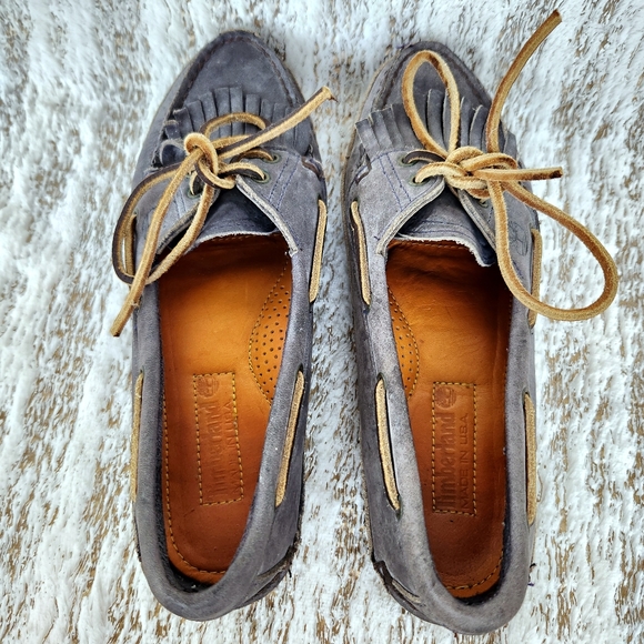 Timberland "3-Eye Lug" Grey Gray Leather Boat Shoe | Women's Size 9.5 - Picture 5 of 10